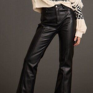 12th Tribe Ryland Black Vegan Leather Flare Pants Size MM
